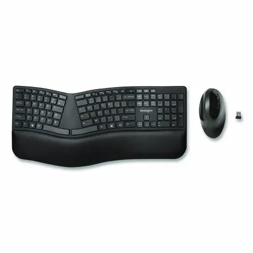 Kensington® Pro Fit Ergo Wireless Keyboard and Mouse, 2.4 GHz Frequency, 30 ft Wireless Range, Black