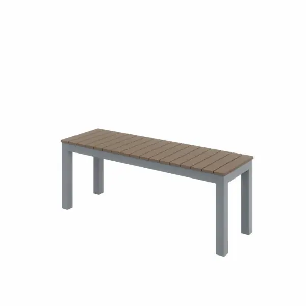 KFI Studios Ivy Outdoor Bench, Silver Frame, Mocha Seat