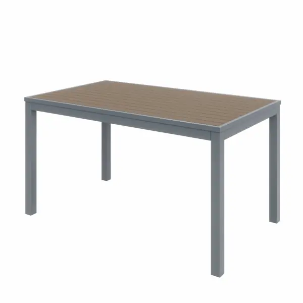 KFI Studios Ivy Rectangle Patio Table, Silver Frame, Mocha Top