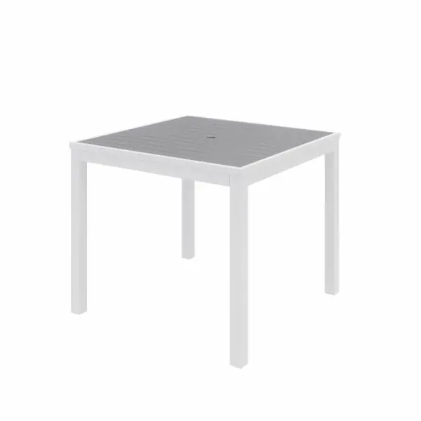 KFI Studios Ivy Square Outdoor Table, White Frame, Grey Top