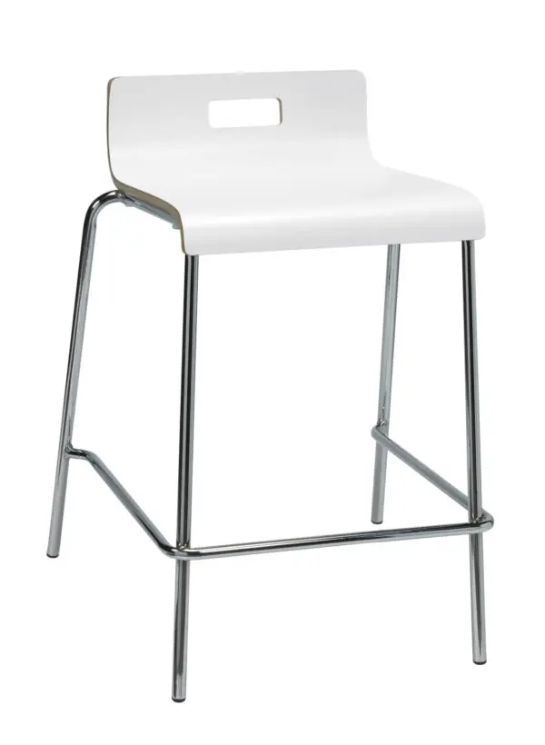KFI Studios Jive Counter Height Stool, White Plywood Shell, Low Back