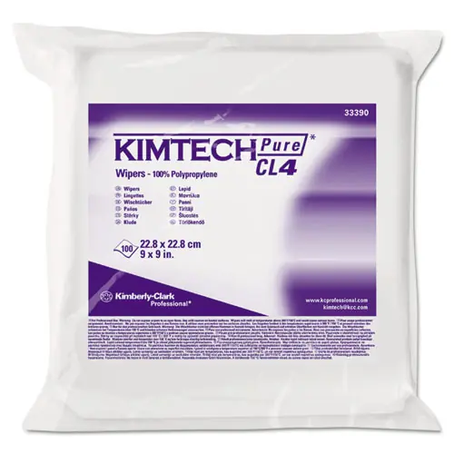 Kimtech™ W4 Critical Task Wipers, Double Bag, 3-Ply, 9" x 9", Unscented, White, 100/Bag, 5 Bags/Carton