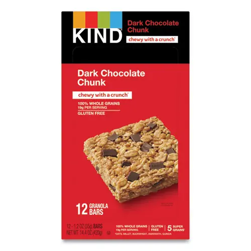 KIND Healthy Grains Bar, Dark Chocolate Chunk, 1.2 oz, 12/Box