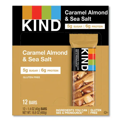 KIND Nuts and Spices Bar, Caramel Almond and Sea Salt, 1.4 oz Bar, 12/Box