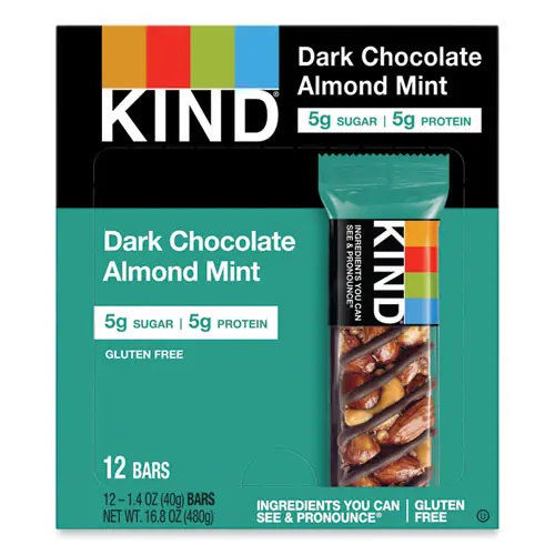 KIND Nuts and Spices Bar, Dark Chocolate Almond Mint, 1.4 oz, 12/Box