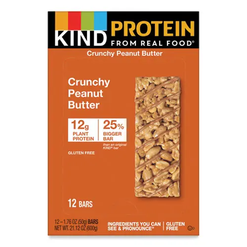KIND Protein Bars, Crunchy Peanut Butter, 1.76 oz, 12/Pack