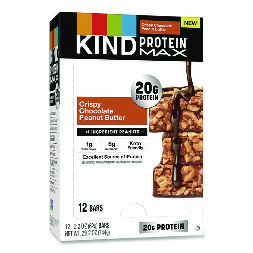 KIND Protein MAX Bar, Crispy Chocolate Peanut Butter, 2.2 oz, 12 Bars/Box
