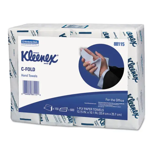 Kleenex® C-Fold Paper Towels, 1-Ply, White, 150 Towels/Pack, 16 Packs/Carton