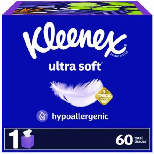 Kleenex® Ultra Soft Facial Tissue, 3-Ply, White - 60 Sheets per Box, 18 Boxes per Carton