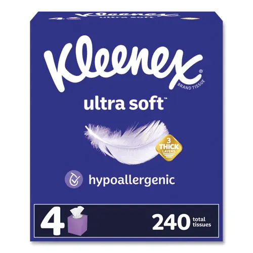 Kleenex® Ultra Soft Facial Tissue, 3-Ply, White, 60 Sheets/Box