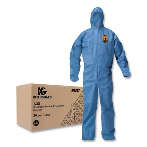 KleenGuard™ A20 Breathable Particle Protection Coveralls, 4X-Large, Blue, 20/Carton