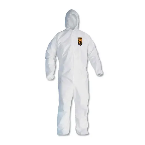 KleenGuard™ A20 Elastic Back, Cuff and Ankle Hooded Coveralls, Zip Front, X-Large, White - 24/Carton