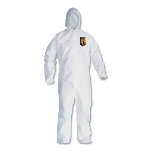 KleenGuard™ A30 Elastic Back and Cuff Hooded Coveralls, Medium, White, 25/Carton