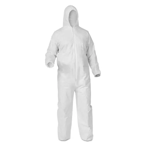KleenGuard™ A35 Liquid and Particle Protection Coveralls, Zipper Front, Hooded, Elastic Wrists and Ankles, X-Large, White