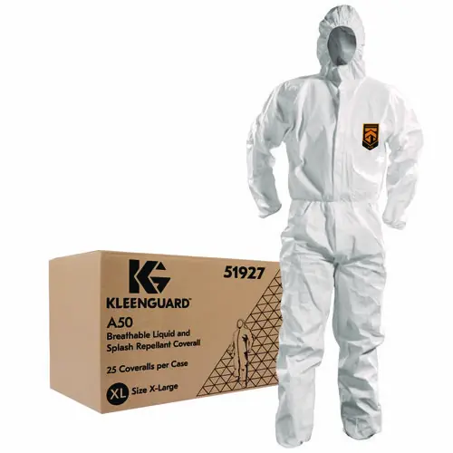 KleenGuard™ A50 Breathable Splash and Particle Protection Overalls, X-Large, White, 25/Carton