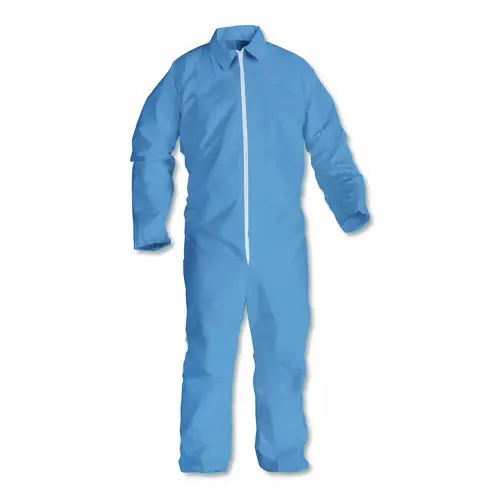 KleenGuard™ A65 Zipper Front Flame Resistant Coveralls, Hood/Elastic Wrists and Ankles, 3X-Large, Blue, 21/Carton