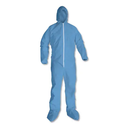 KleenGuard™ A65 Zipper Front Hood and Boot Flame-Resistant Coveralls, Elastic Wrist and Ankles, 2X-Large, Blue, 25/Carton