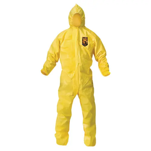 KleenGuard™ A70 Chemical Spray Protection Coveralls with Hood, Elastic Wrists & Ankles, 2X-Large, Yellow, 12/Carton