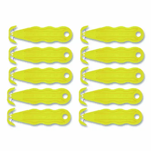 Klever Kutter™ Kurve Blade Plus Safety Cutter, Yellow, 10/Box