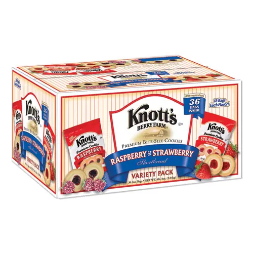 Knott's Berry Farm® Premium Berry Jam Shortbread Cookies, Raspberry and Strawberry Variety, 2 oz Pack, 36 Packs/Carton