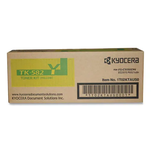 Kyocera TK582Y High-Yield Toner Cartridge, Yellow, 2,800 Page Yield