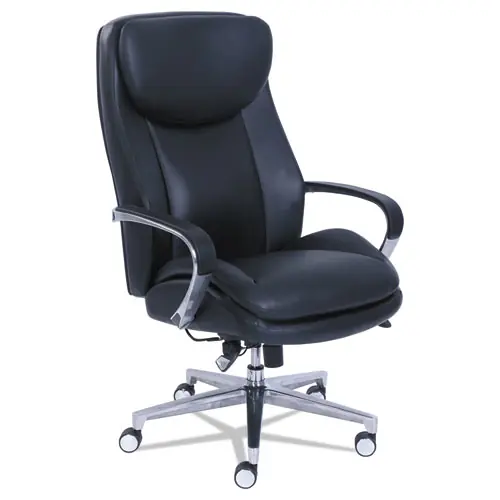 La-Z-Boy® Commercial 2000 Big/Tall Executive Chair, Lumbar, Supports 400 lb, 20.25" - 23.25" Seat Height, Black with Silver Base