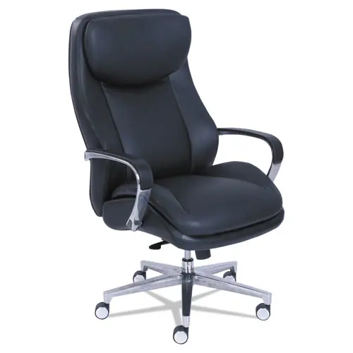 La-Z-Boy® Commercial 2000 Big/Tall Executive Chair, Supports Up to 400 lb, Black Seat/Back, Silver Base