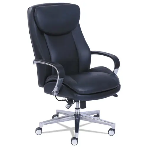 La-Z-Boy® Commercial 2000 High-Back Executive Chair, Dynamic Lumbar Support, Supports 300lb, 20" to 23" Seat Height, Black, Silver Base
