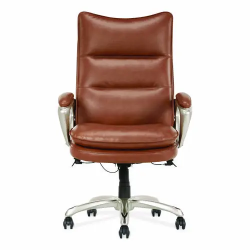 La-Z-Boy® Jenkins Executive Big and Tall Chair, Supports Up to 400 lb, 20" to 23" Seat Height, Brown Seat/Back, Silver/Black Base