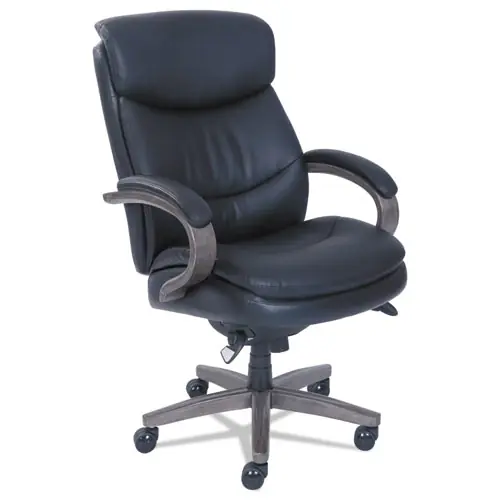 La-Z-Boy® Woodbury High-Back Executive Chair, Black Seat/Back, Weathered Gray Base