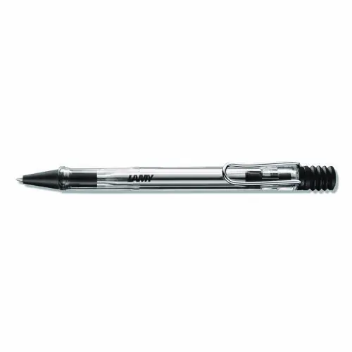 LAMY Vista Ballpoint Pen, Retractable, Medium Point, Black Ink, Clear/Black Barrel
