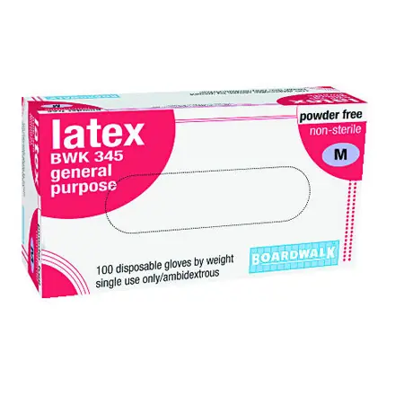 Latex Glove Powder Free General Purpose, Medium, 100 Gloves