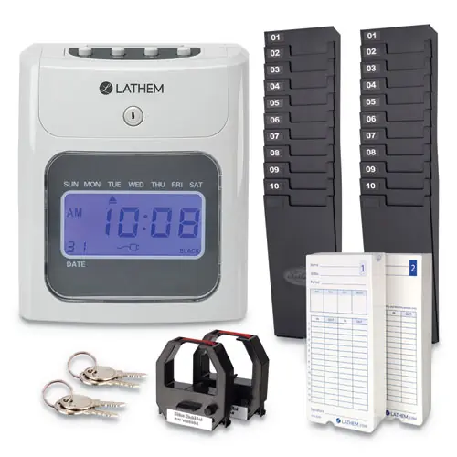 Lathem® Time 400E Top-Feed Time Clock Bundle, Digital Display, White