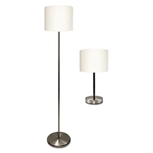Ledu® Slim Line Lamp Set, Silver, Includes Table and Floor Lamps