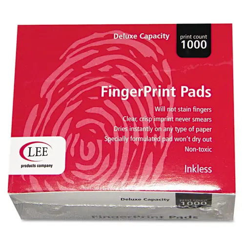 LEE Inkless Fingerprint Pad, 2.25" x 1.75", Black, 12/Pack