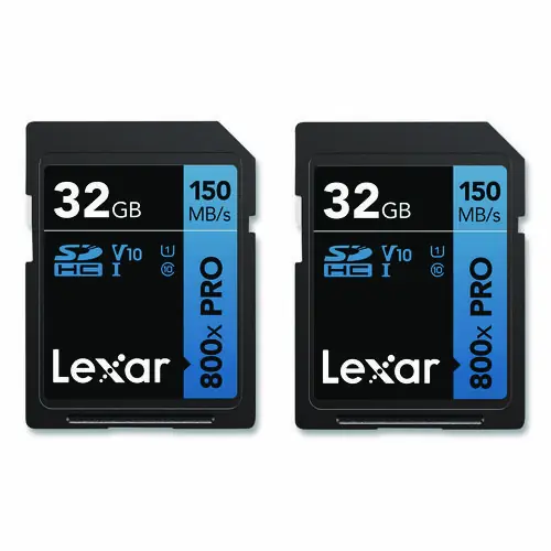 Lexar™ High Performance PRO BLUE Series SDHC Memory Card, UHS-I V10 U1 Class 10, 32 GB, 2/Pack