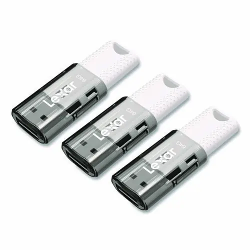 Lexar™ JumpDrive S60 USB 2.0 Flash Drive, 64 GB, Gray/White, 3/Pack