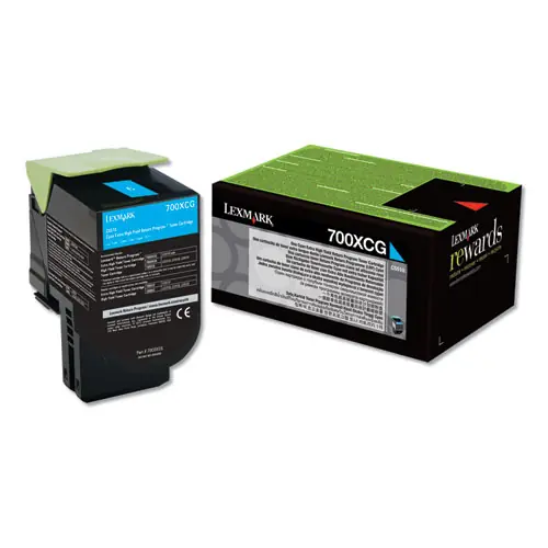 Lexmark™ 70C0XCG Return Program Extra High-Yield Toner Cartridge, Cyan, 4,000 Page-Yield, TAA Compliant
