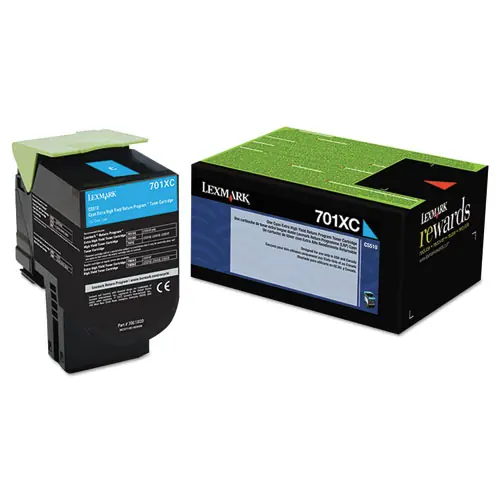 Lexmark™ 70C1XC0 Return Program Extra High-Yield Toner Cartridge, Cyan, 4,000 Page-Yield