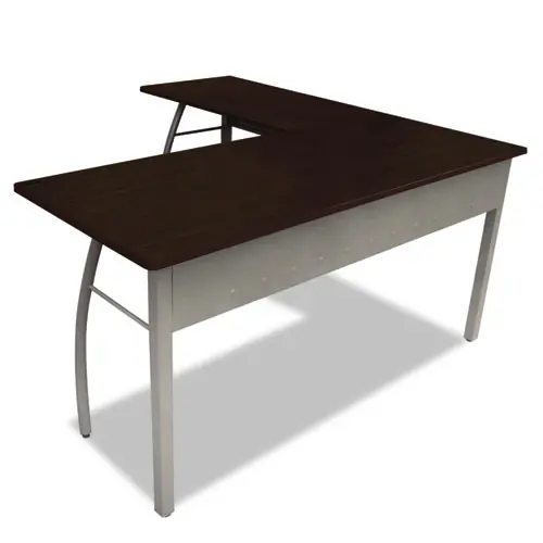 Linea Italia® Trento Line L-Shaped Desk, Mocha/Gray