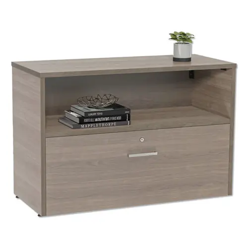 Linea Italia® Urban Series Cabinet Credenza Pedestal with Lateral File, Natural Walnut