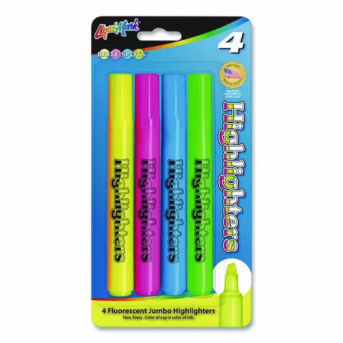Liqui-Mark® Brite Spots Tank Highlighters, Assorted Ink Colors, Chisel Tip, Assorted Barrel Colors, 4/Pack