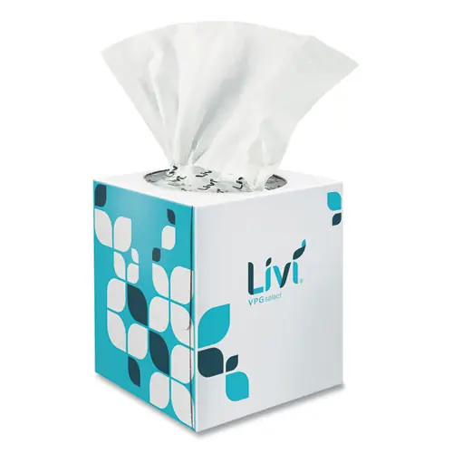 Livi® VPG Select Cube Facial Tissue, 2-Ply, White, 90 Sheets per Box, 36 Boxes per Carton