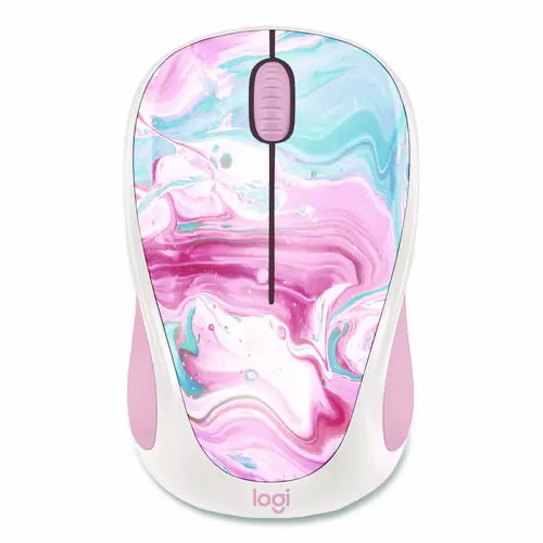Logitech® Design Collection Limited Edition Wireless Mouse, 2.4 GHz, 33 ft, Left/Right Hand Use, Cotton Candy