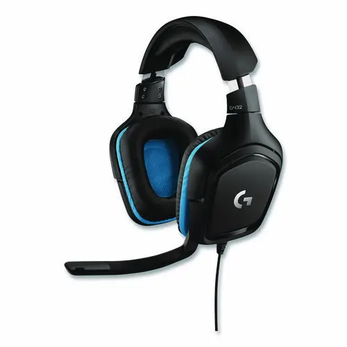 Logitech® G432 7.1 Surround Sound Wired Gaming Binaural Over The Head Headset, Black/Blue