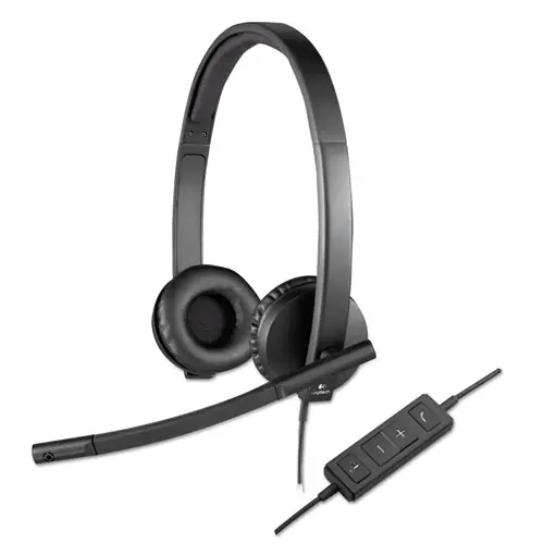 Logitech® H570e Binaural Over the Head Wired Headset, Black