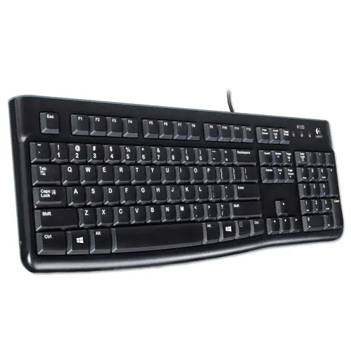 Logitech® K120 Ergonomic Desktop Wired Keyboard, USB, Black