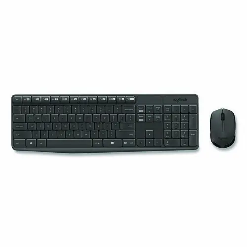 Logitech® MK235 Wireless Keyboard and Optical Mouse Combo, 2.4 GHz Frequency, 33 ft Wireless Range, Black