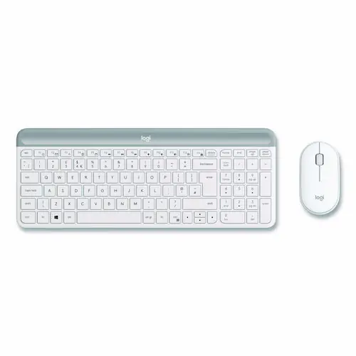 Logitech® MK470 Slim Wireless Keyboard and Mouse Combo, 2.4 GHz/33 ft Wireless Range, Off-White