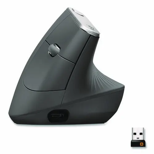 Logitech® MX Vertical Advanced Ergonomic Mouse, Wireless, 2.4 GHz, 33 ft Range, Left/Right Hand Use, Graphite